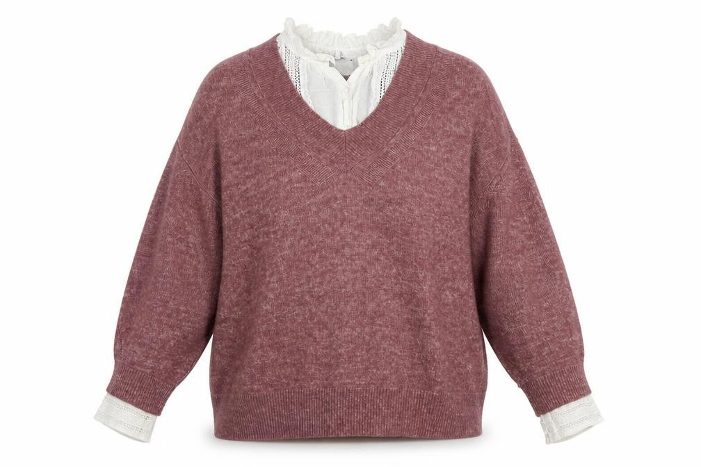 Next Women Purple V-Neck 2XL Relaxed Pullover Jumper