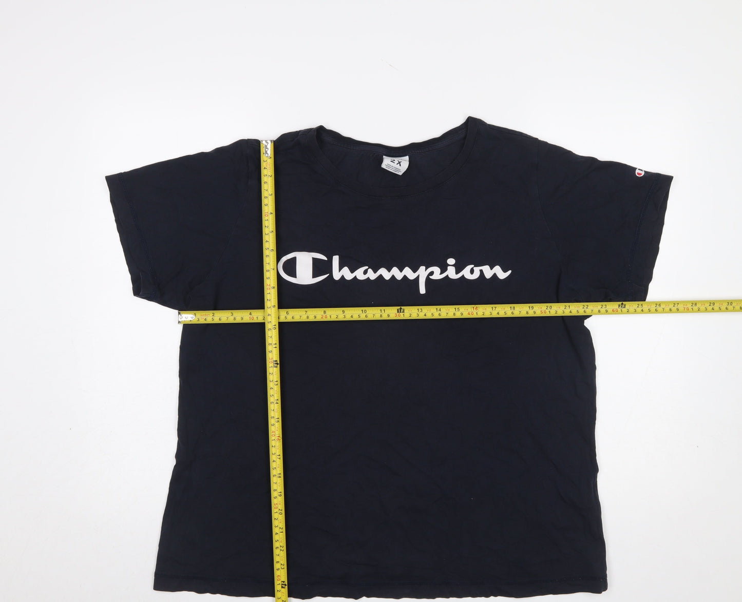 Champion Women's Blue 2XL Basic Cotton Logo T-Shirt