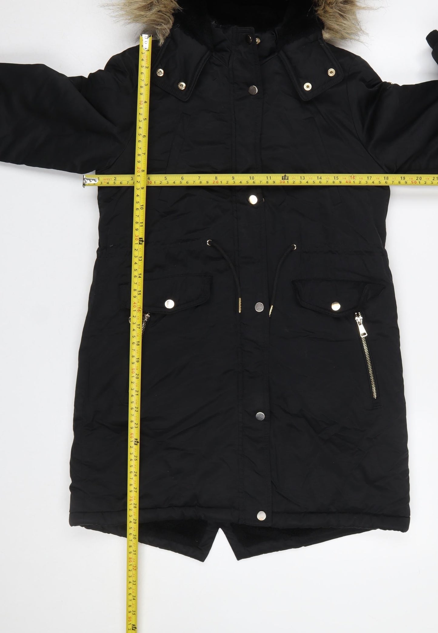 Next Girls Black Faux Fur Hooded Parka Coat 10 Years Winter Jacket