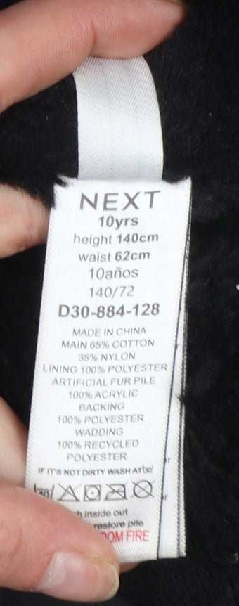 Next Girls Black Faux Fur Hooded Parka Coat 10 Years Winter Jacket