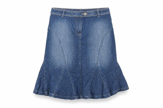 Next Girls Blue Denim A-Line Skirt 9 Years Belt Loops Casual Cotton