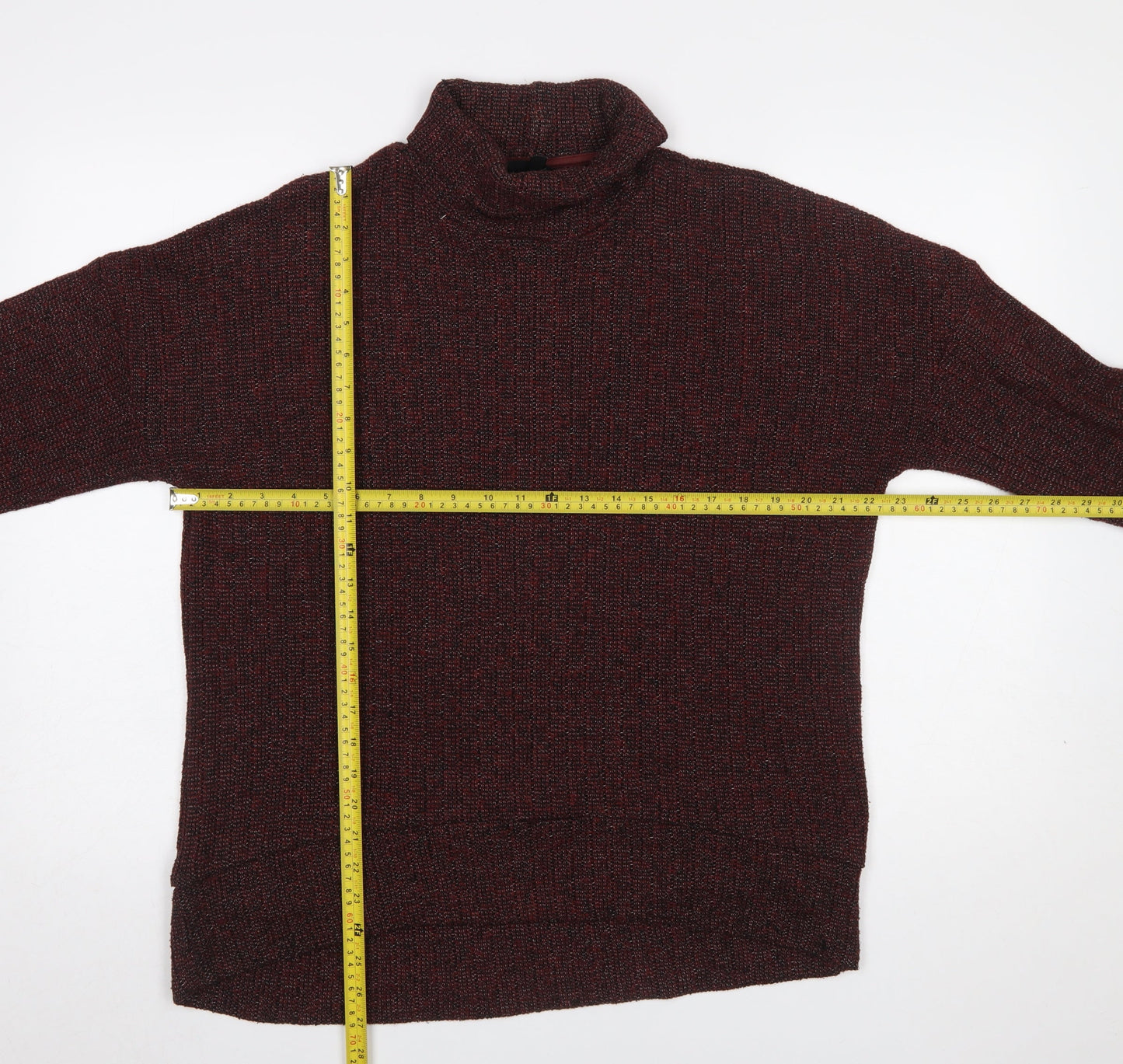 Topshop Women’s Red Roll Neck Chunky Knit Jumper Size 12
