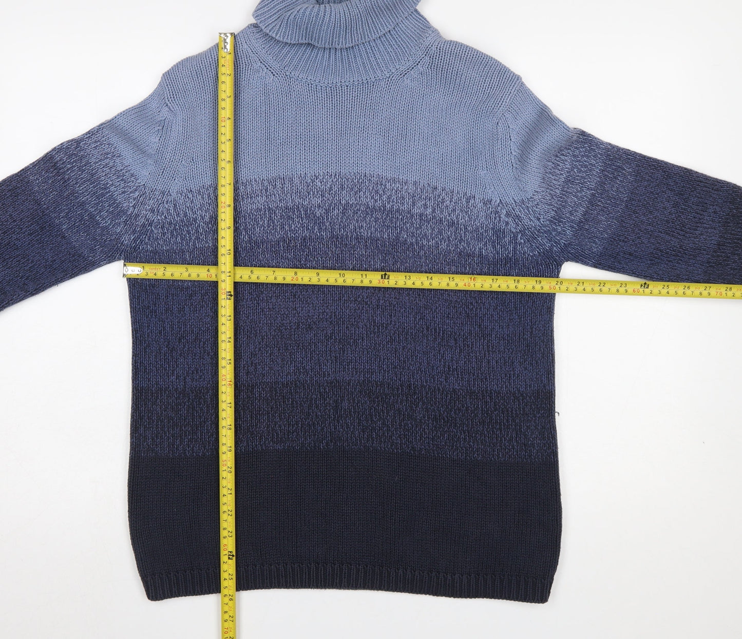 Marks and Spencer Women Blue Roll Neck Chunky Knit Jumper Size 14