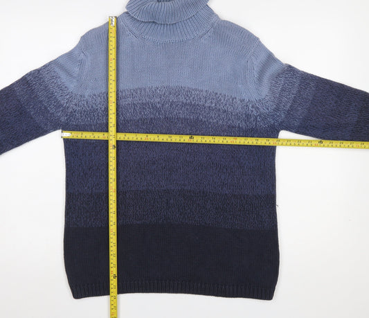 Marks and Spencer Women Blue Roll Neck Chunky Knit Jumper Size 14