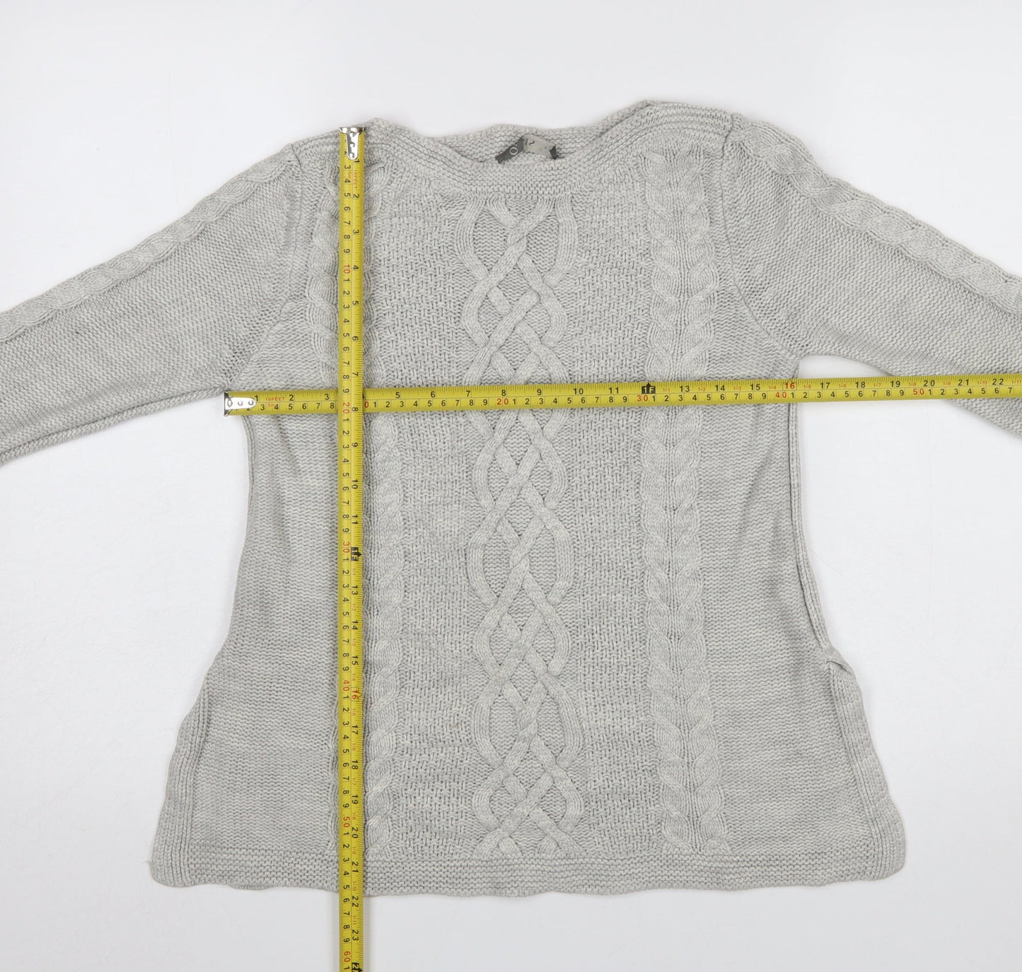 Oasis Women's Grey Cable-Knit Pullover Jumper Size S