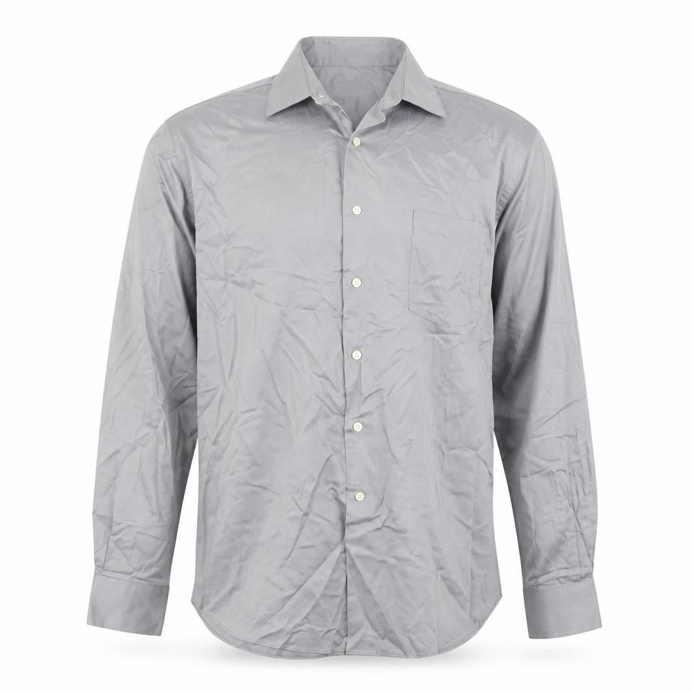 Van Heusen Men's Grey Fitted No Iron Long Sleeve Dress Shirt Size 16