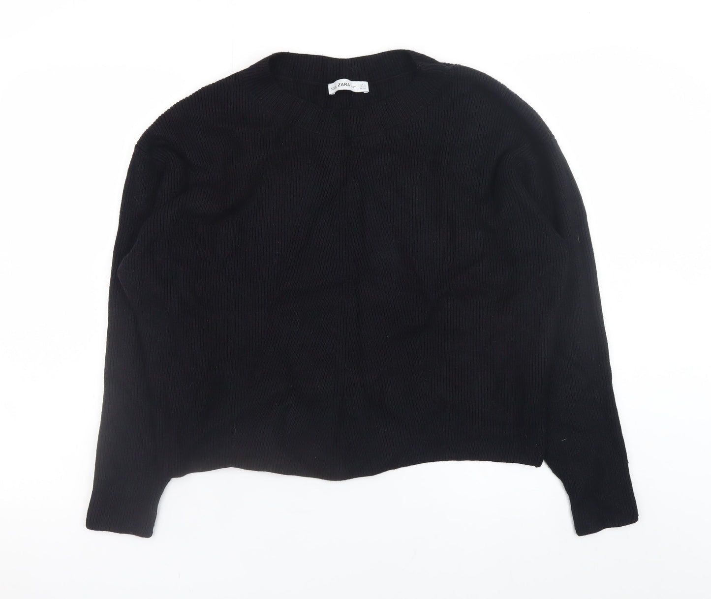 Zara Women’s Black Crew Neck Knit Pullover Jumper Size 8