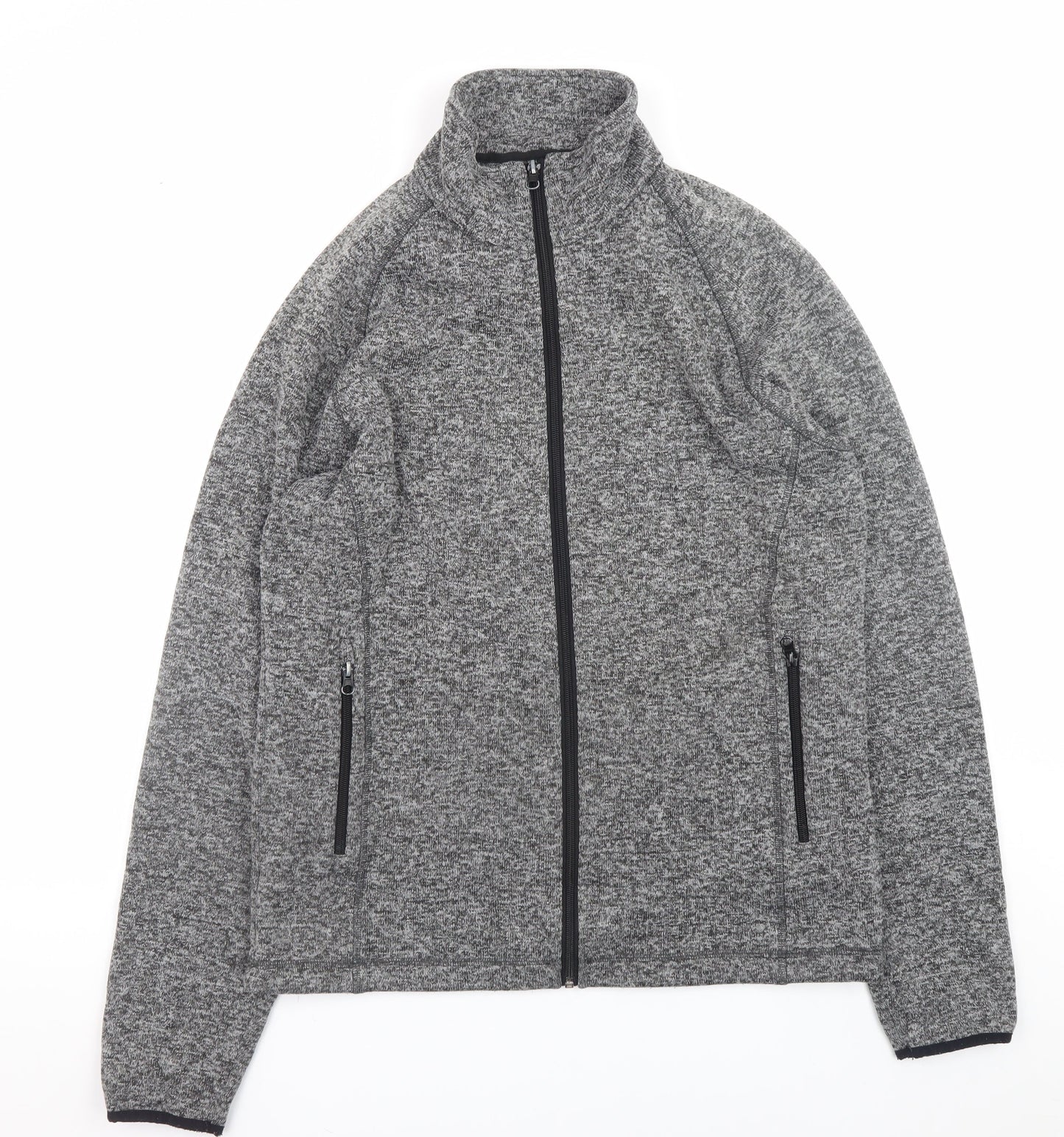 Black Blue Men's Grey Full Zip Knit Sweatshirt Size L