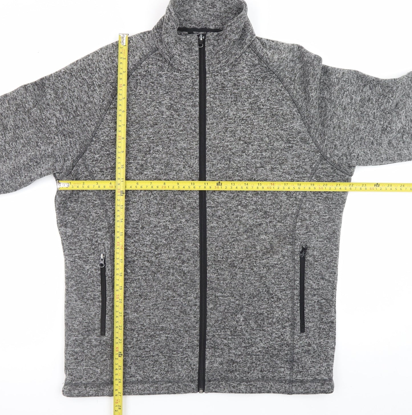 Black Blue Men's Grey Full Zip Knit Sweatshirt Size L