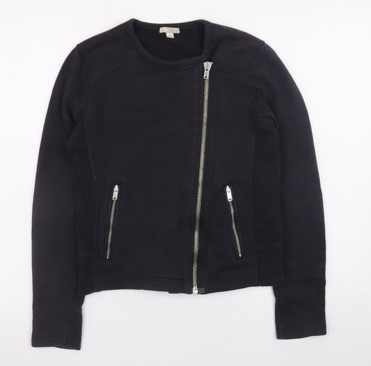 Gap Womens Black Asymmetric Zip Sweatshirt XS Cotton Blend