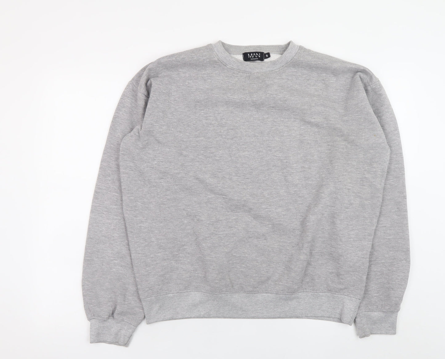 boohooMAN Men's Grey Regular Fit Crew Neck Sweatshirt Size S
