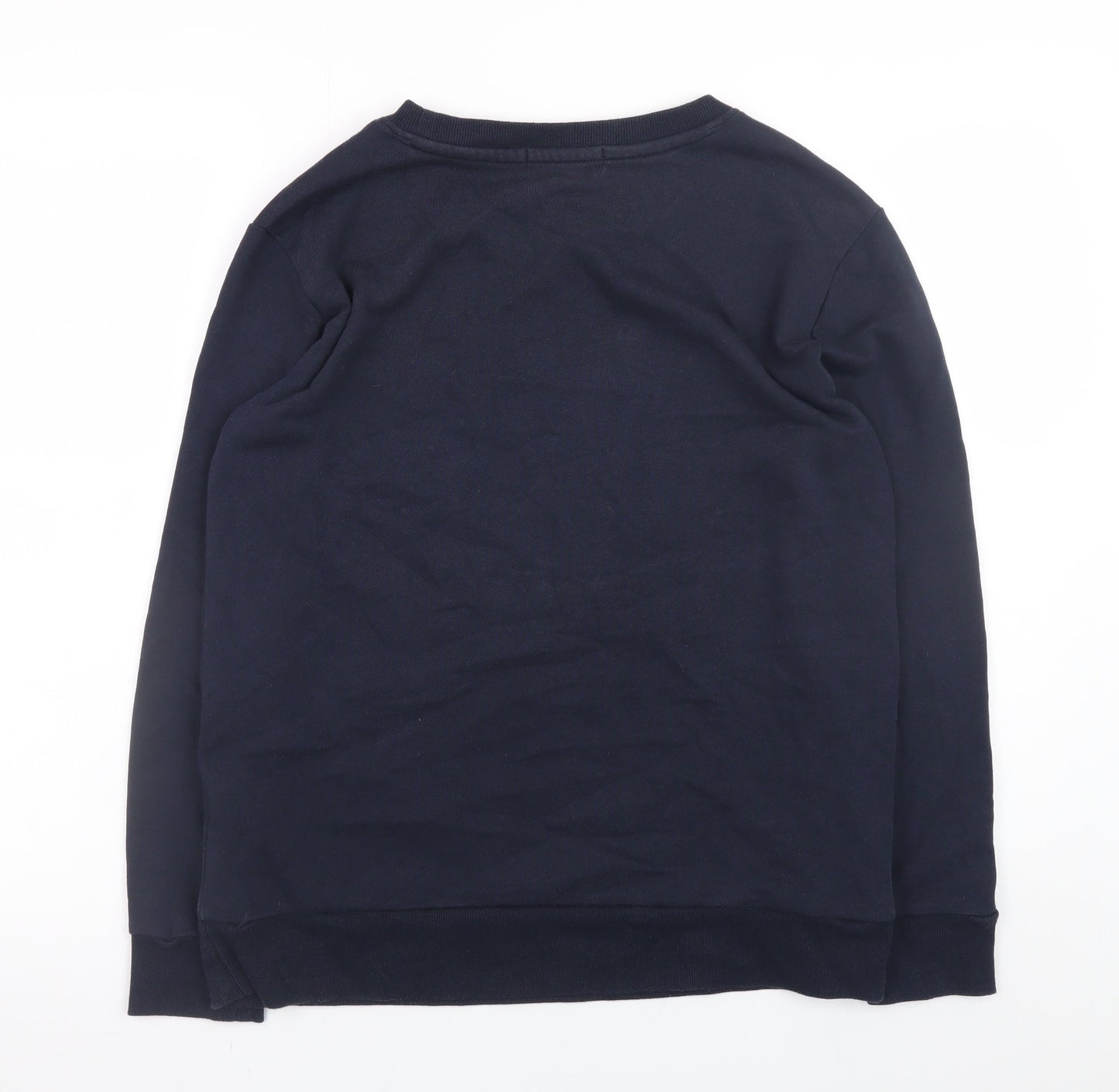 DKNY Jeans Women's Navy Cotton Blend Sequin Logo Sweatshirt Size S