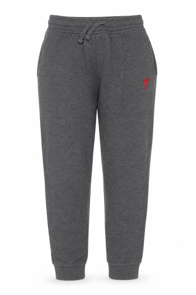 Front view of L.F.C. boys’ grey jogger trousers 9-10 years elastic waist fleece sweatpants