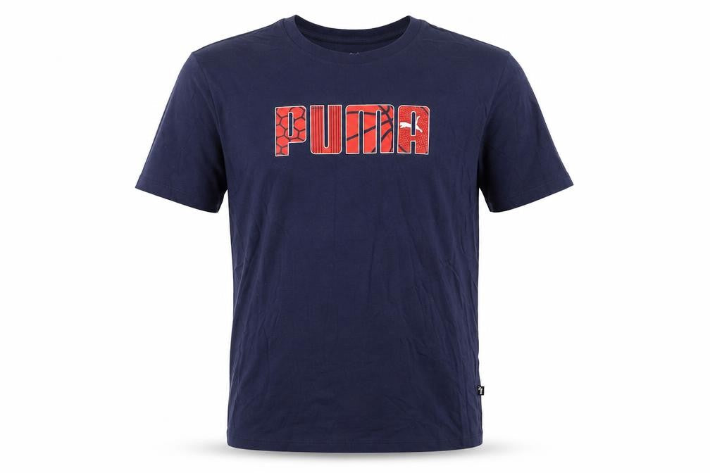 Puma Mens Blue Graphic Logo Crew Neck Short Sleeve T-Shirt Size L