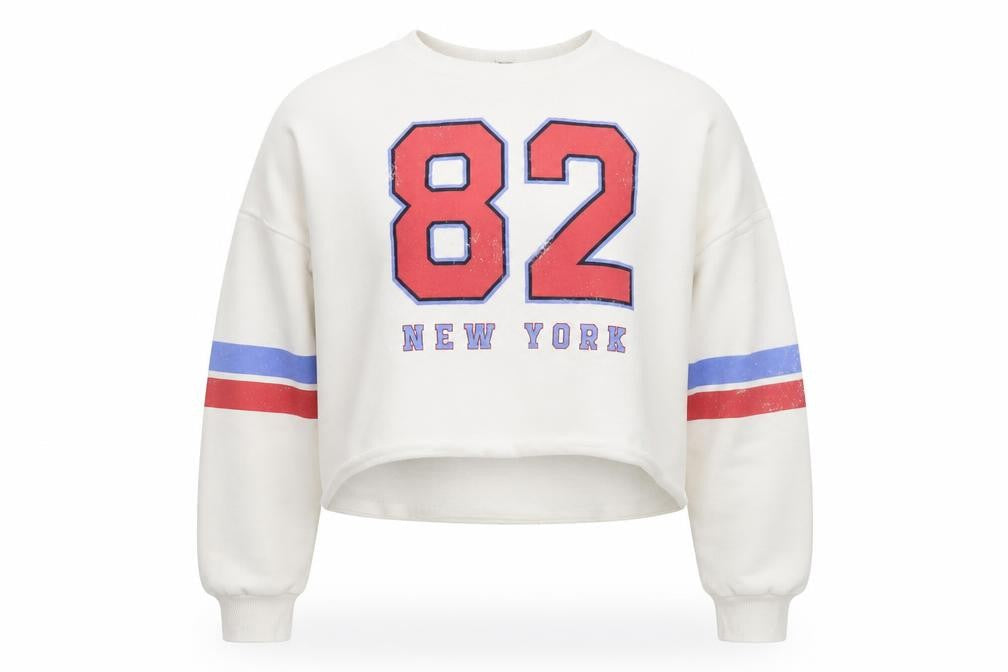 River Island Women's White Relaxed Fit New York 82 Sweatshirt Size M