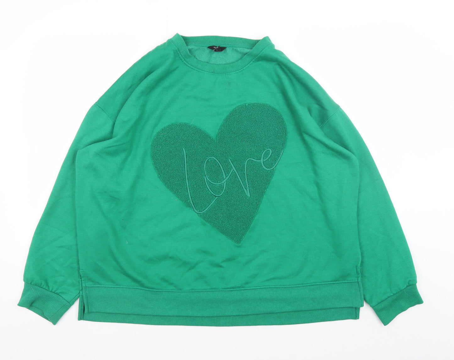 M&Co Women Green Love Heart Pullover Sweatshirt UK 18