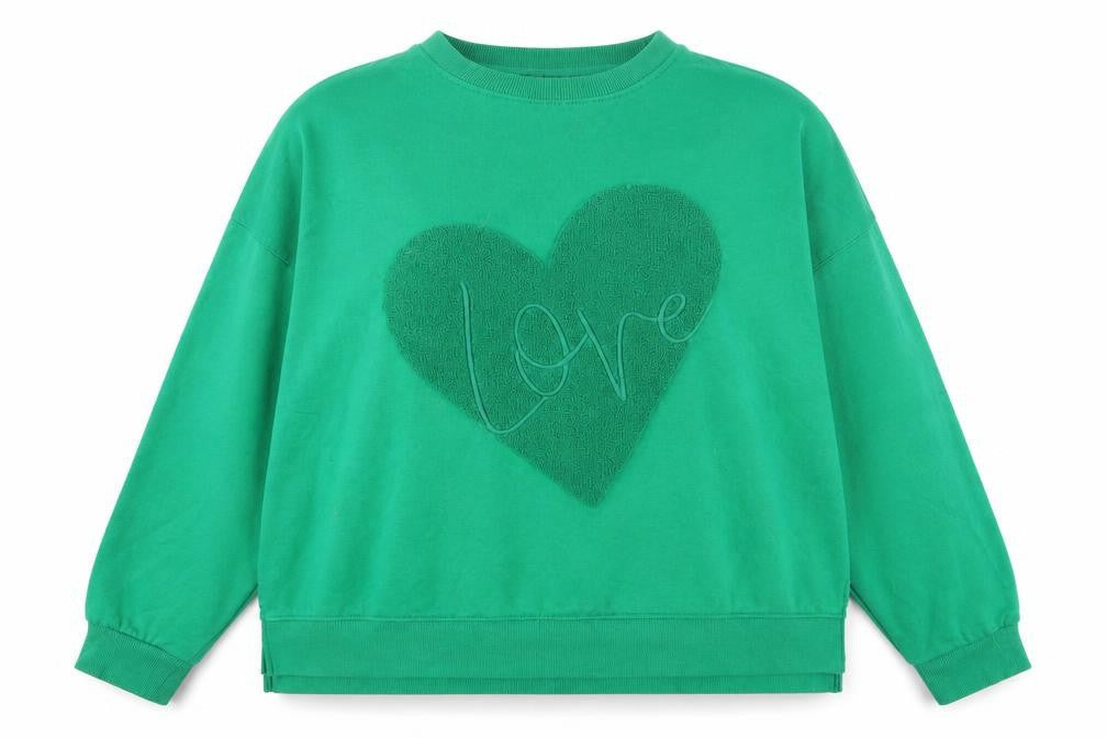 M&Co Women Green Love Heart Pullover Sweatshirt UK 18