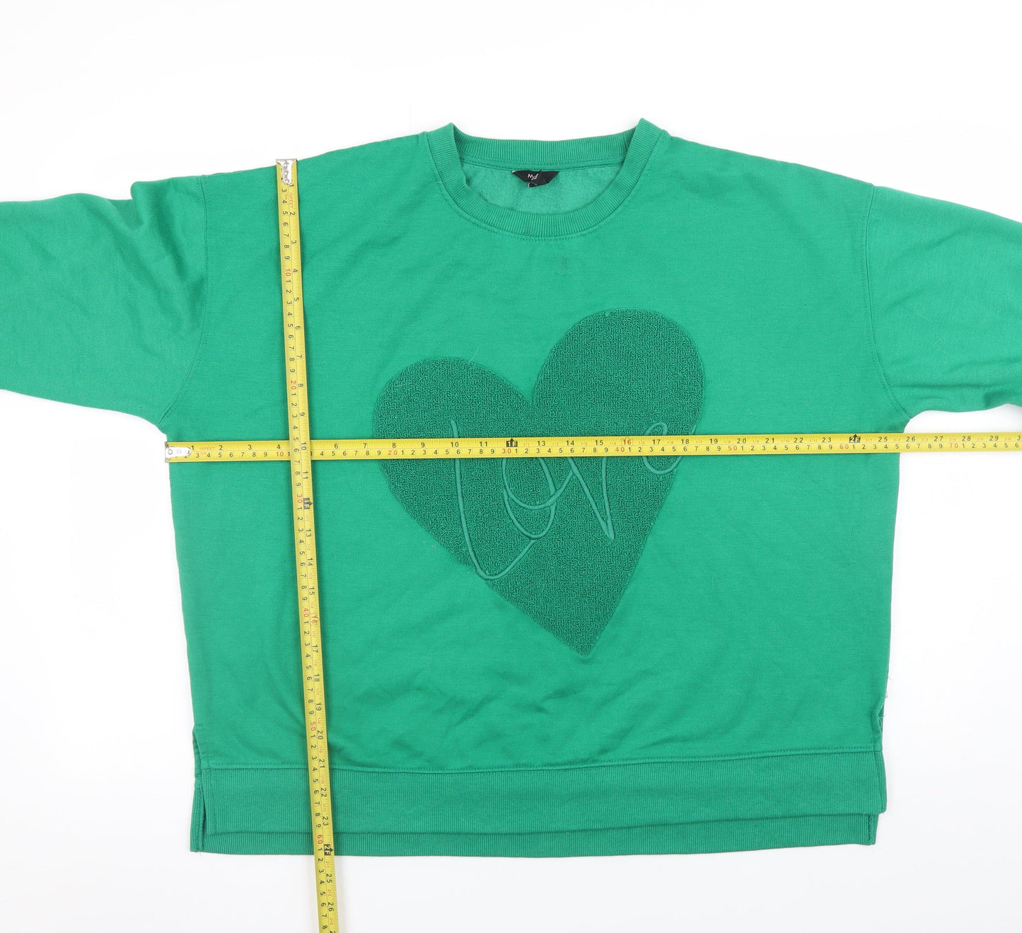 M&Co Women Green Love Heart Pullover Sweatshirt UK 18
