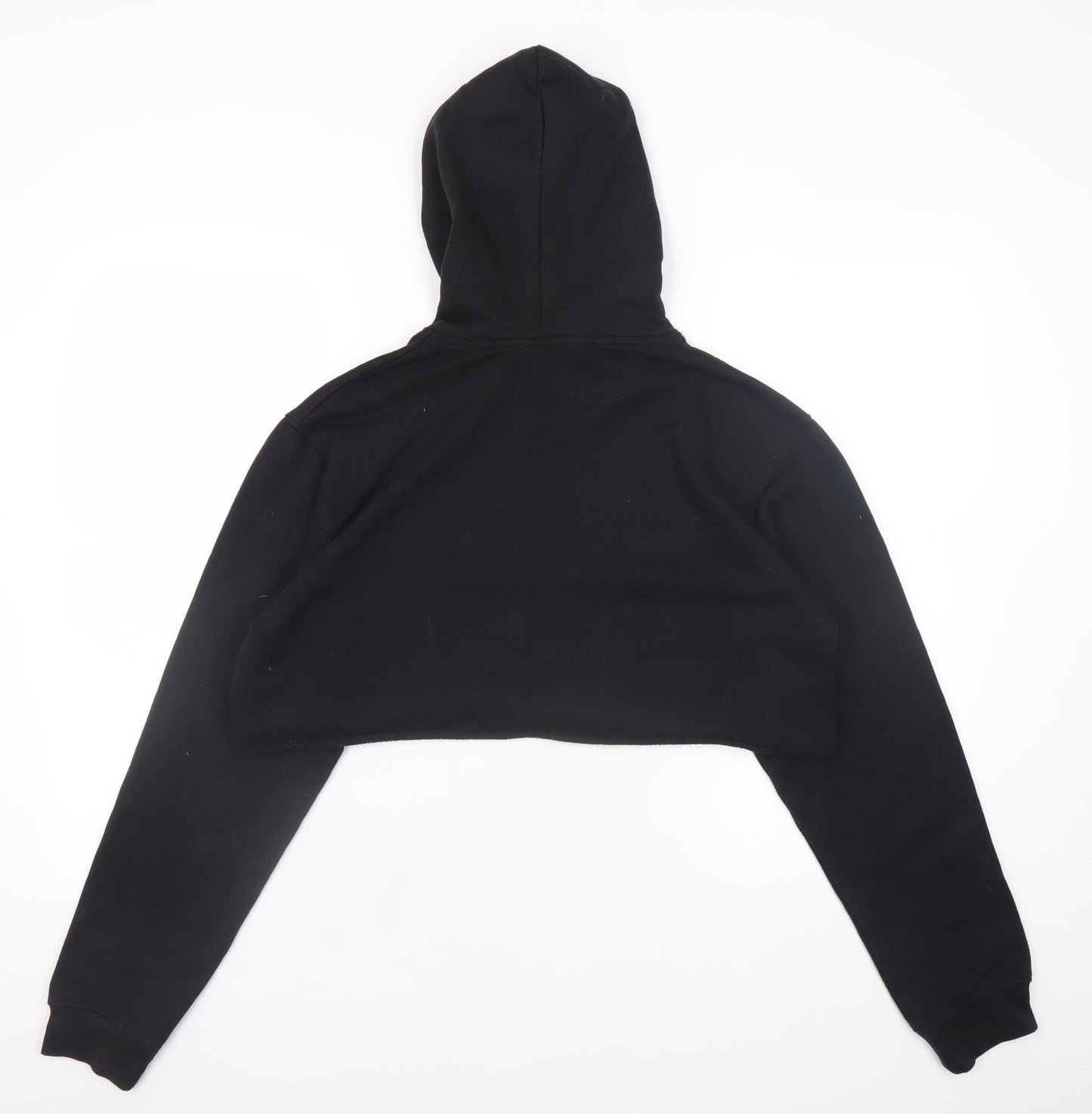 PrettyLittleThing Womens Black Cropped Hoodie Size S Pullover Drawstring