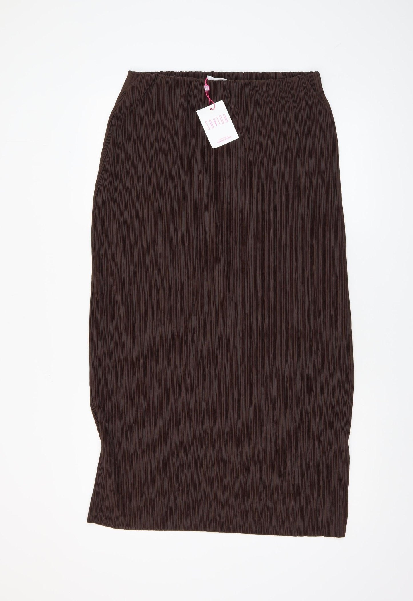 Savida Women’s Brown Midi Straight Skirt Size 14 Polyester Knit