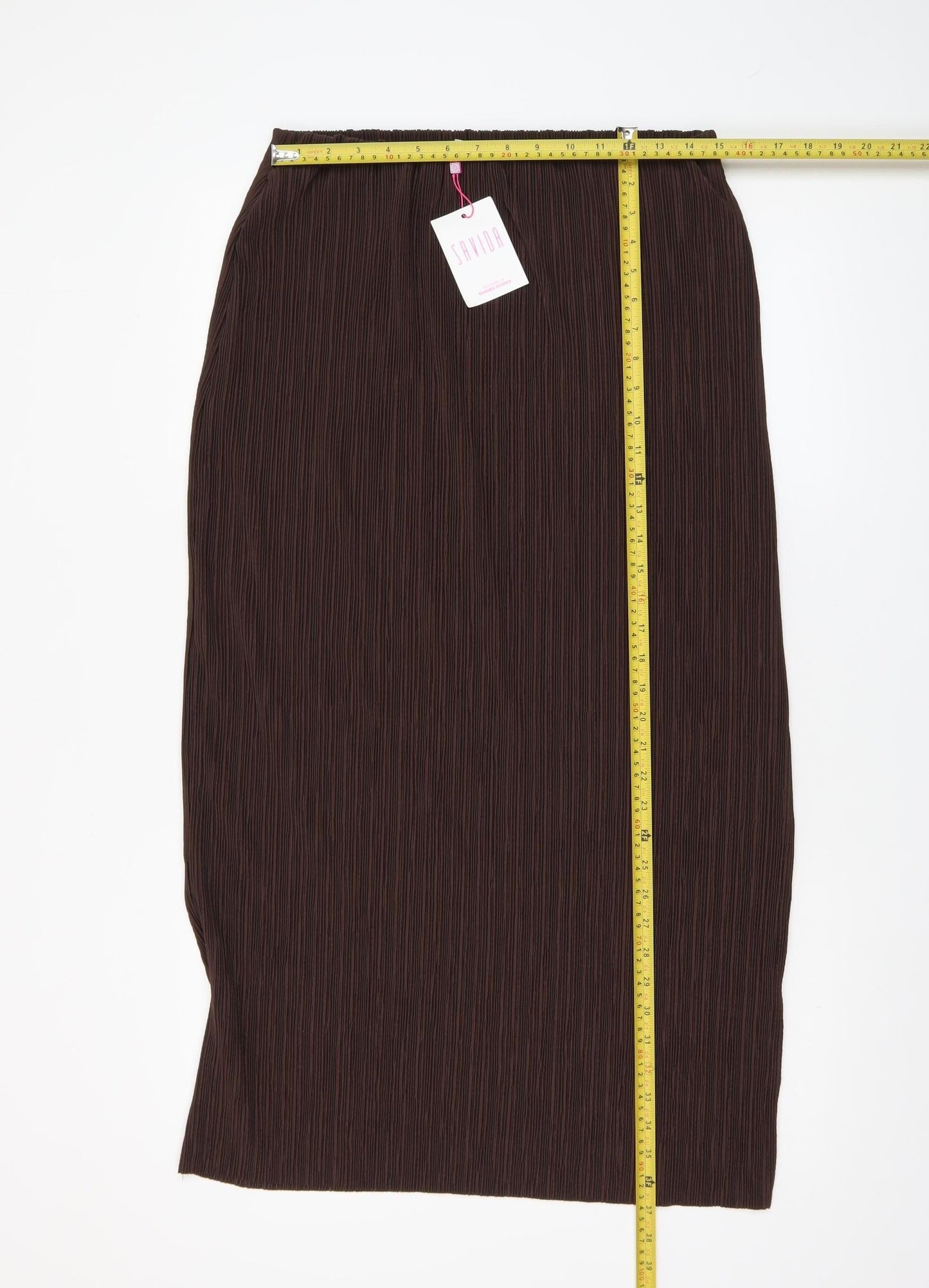 Savida Women’s Brown Midi Straight Skirt Size 14 Polyester Knit
