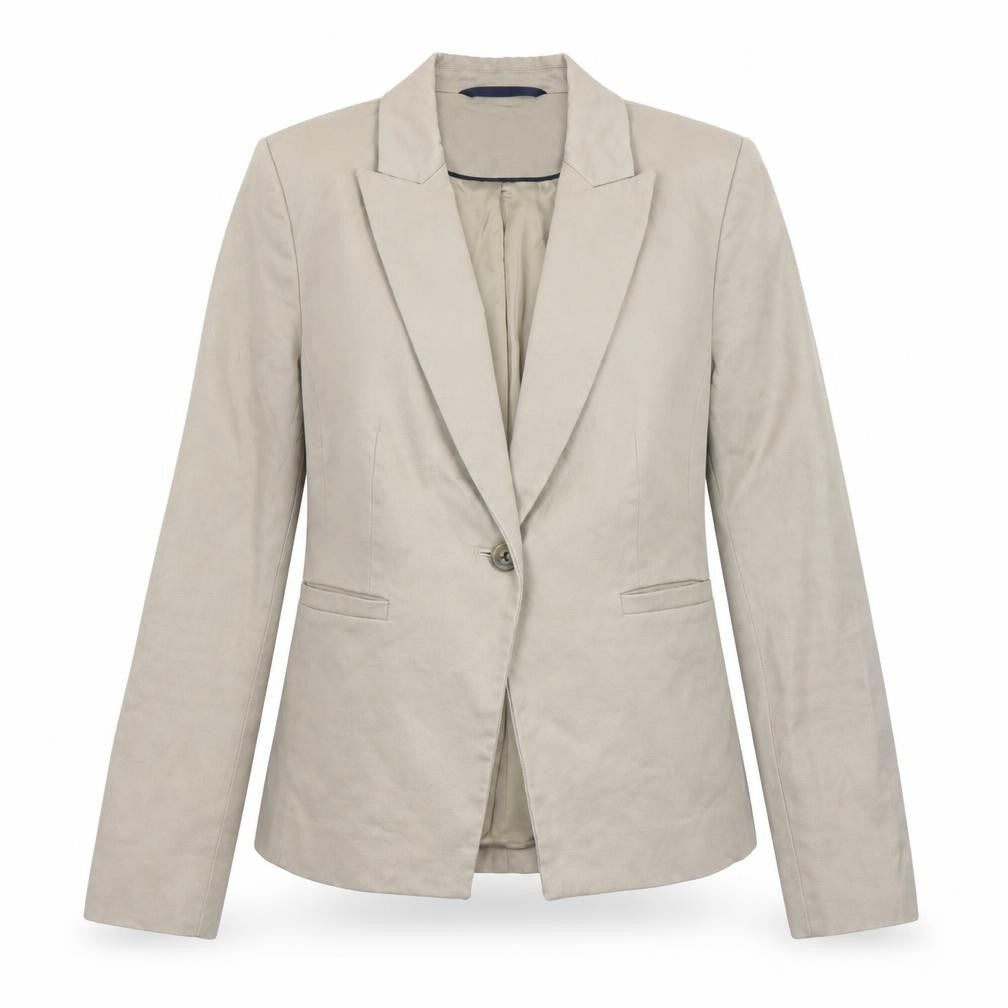 Boden Women Beige Cotton Blazer UK 10 Tailored Single-Breasted Jacket