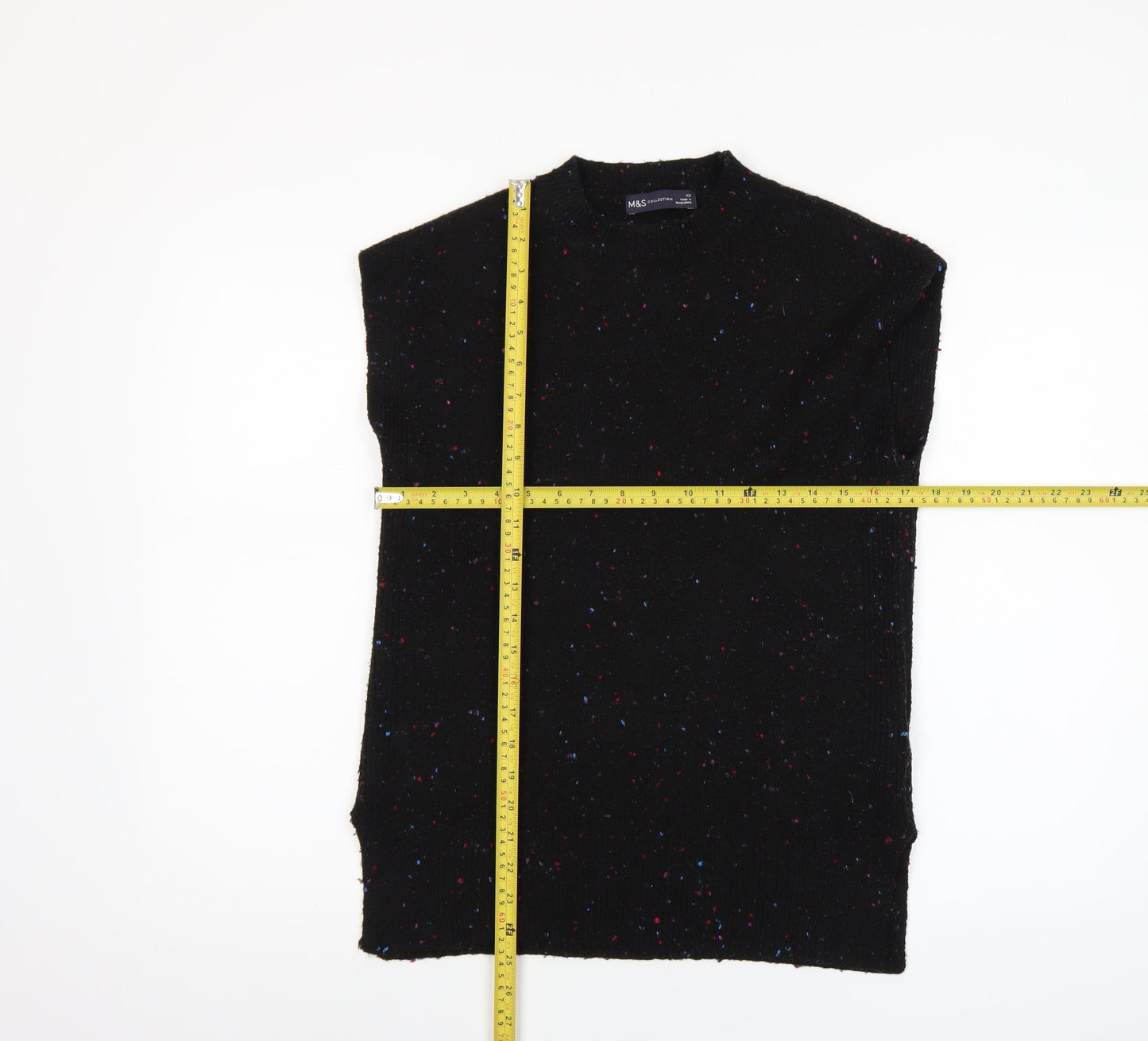 Marks and Spencer Women’s Black Speckled Sleeveless Pullover Jumper XS