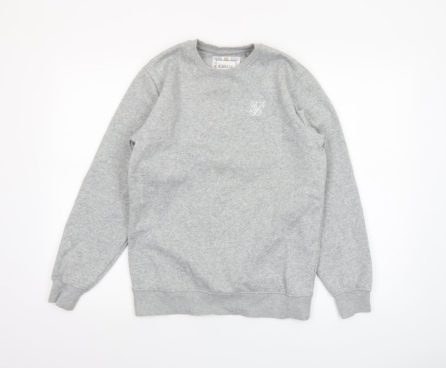 SikSilk Men’s Grey Crew Neck Pullover Sweatshirt XS