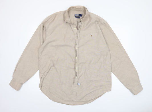 Polo Ralph Lauren Men's Beige Cotton Button-Up Shirt XL