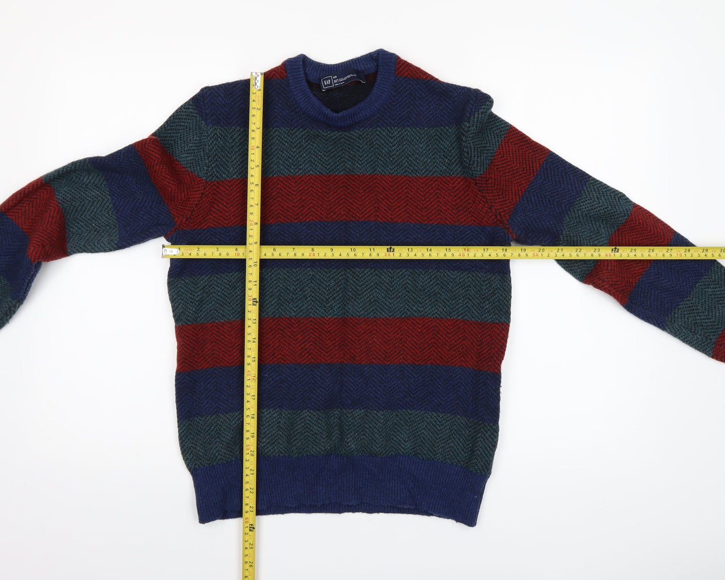 GAP Men's Multicoloured Striped Lambswool Jumper XS
