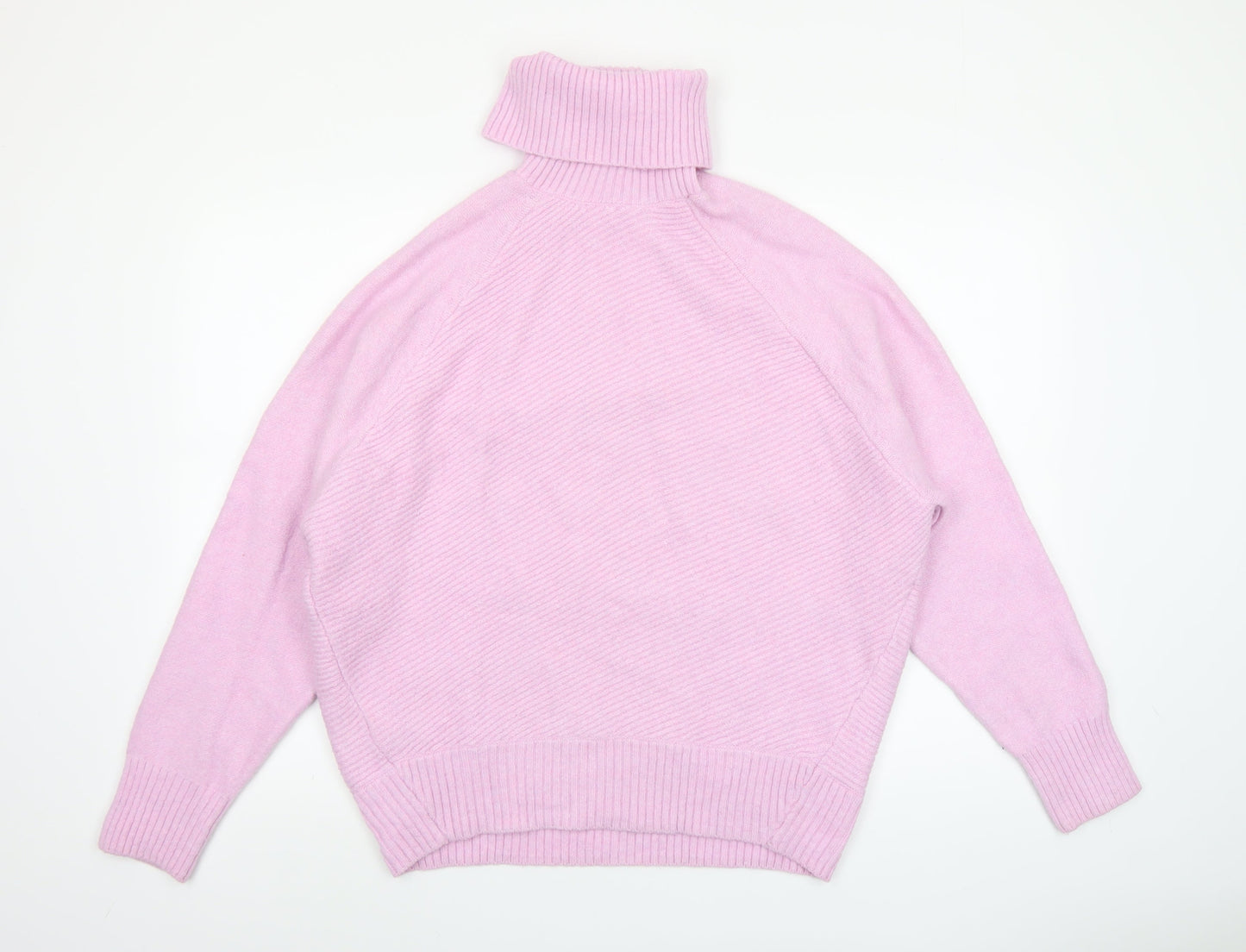 MNG Women's Pink Roll Neck Relaxed Knit Jumper Size M
