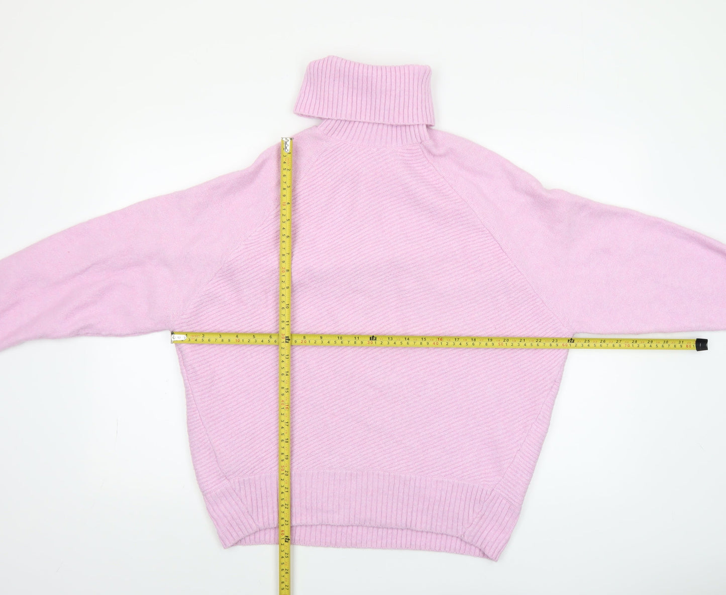 MNG Women's Pink Roll Neck Relaxed Knit Jumper Size M