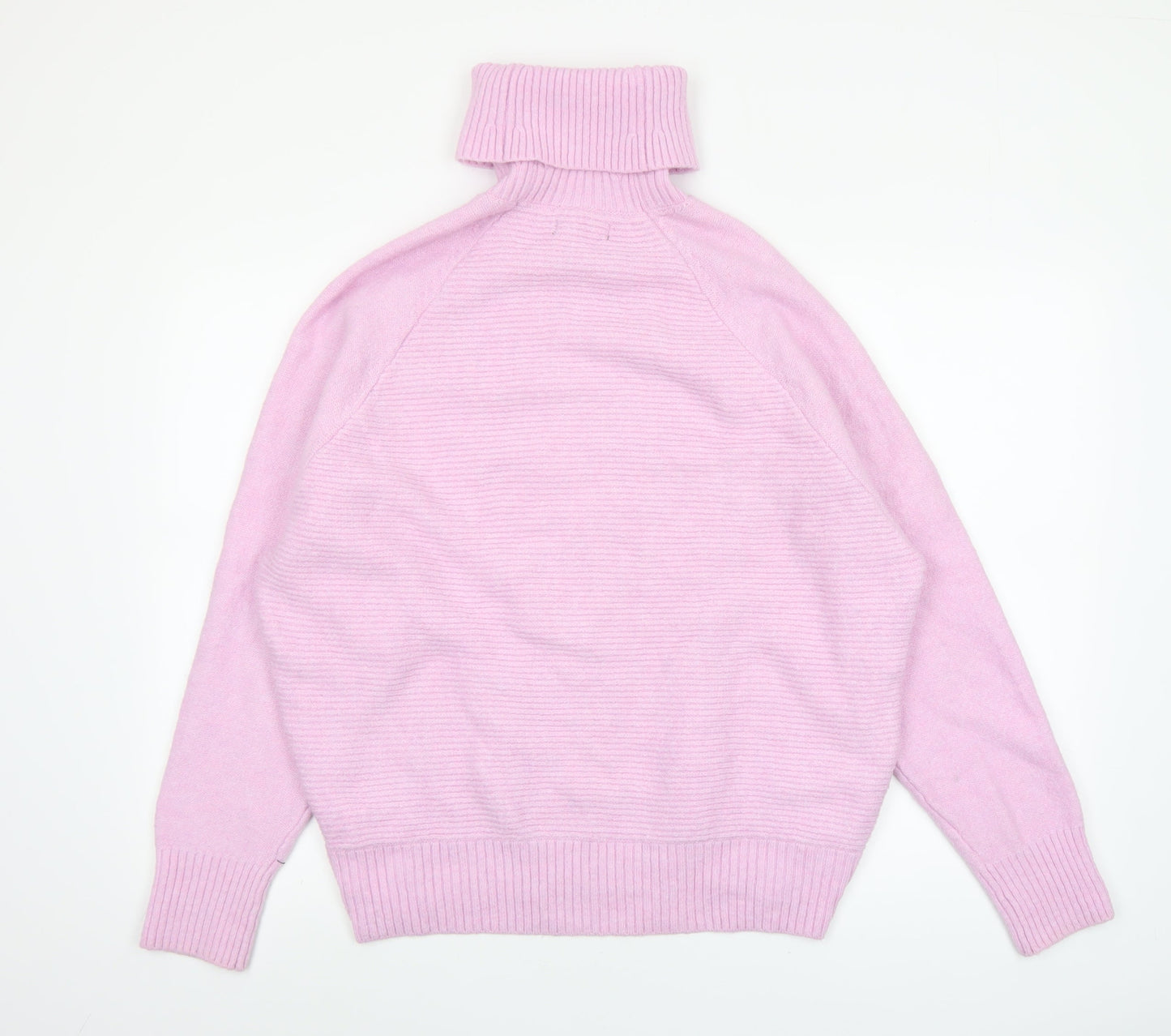 MNG Women's Pink Roll Neck Relaxed Knit Jumper Size M
