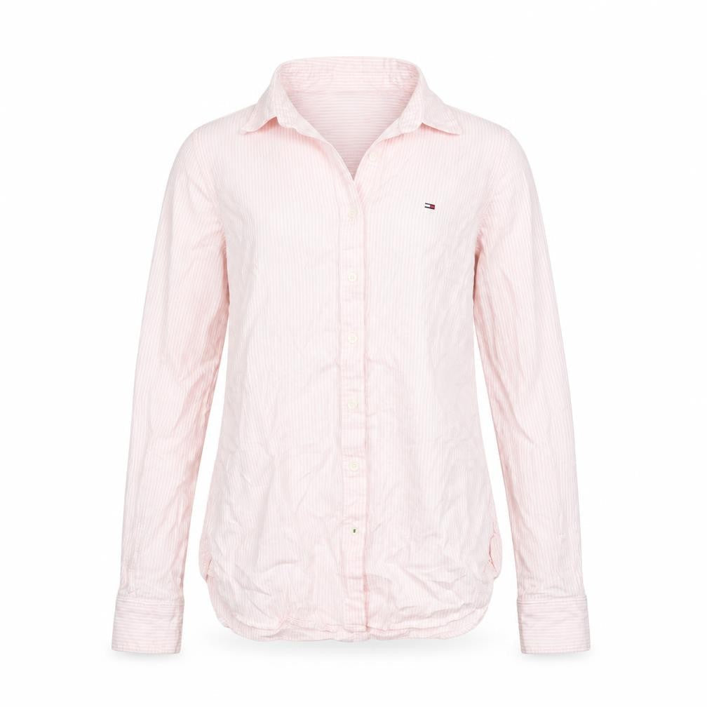 Tommy Hilfiger Women Pink Striped Button-Up Shirt Size 2 Regular Fit