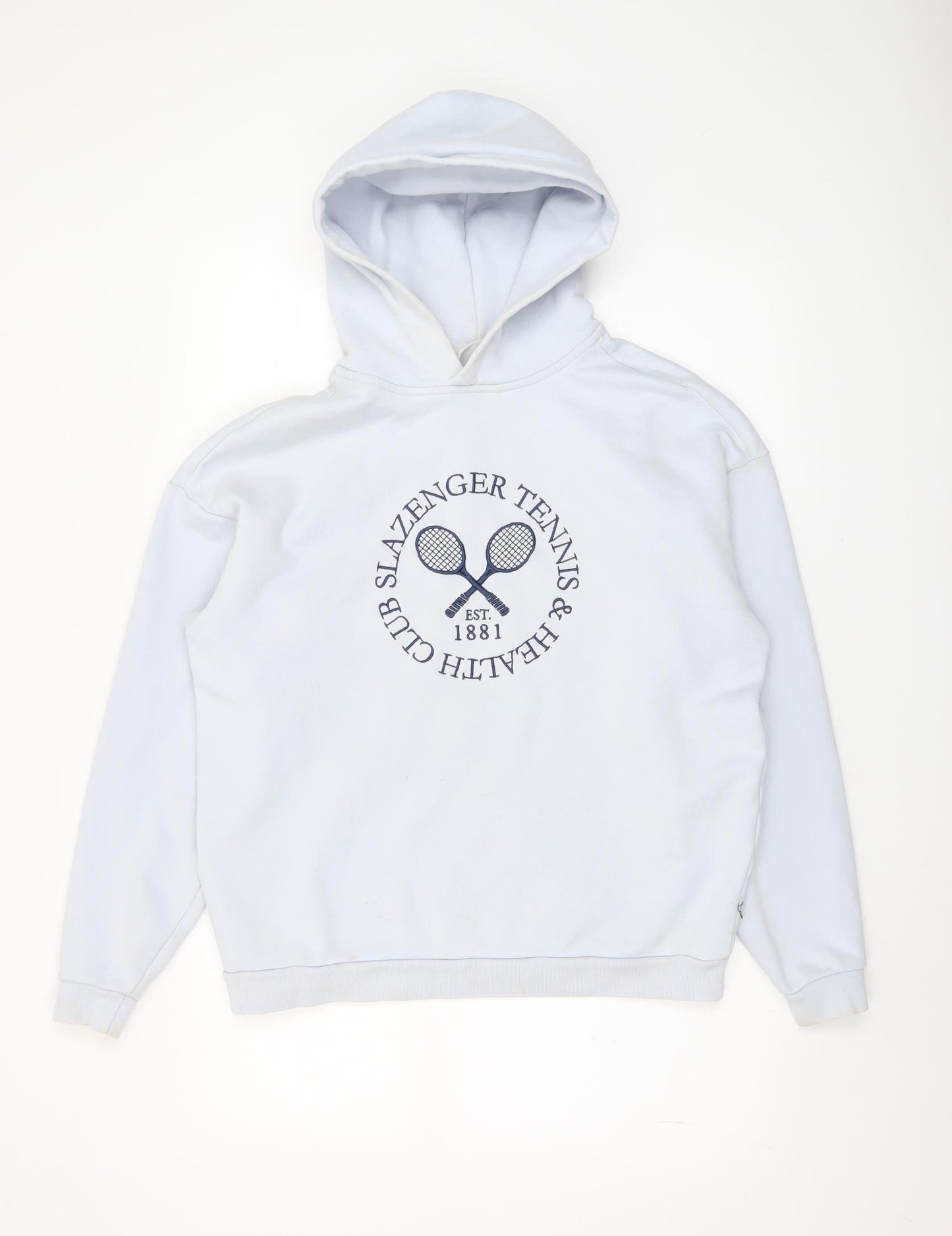Slazenger Women's White Pullover Hoodie UK 8 Cotton Blend Tennis Print