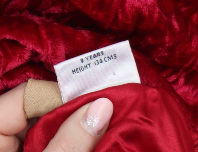 Next Girls Red Velvet Beaded Party Dress 9 Years Fit & Flare Knee Length