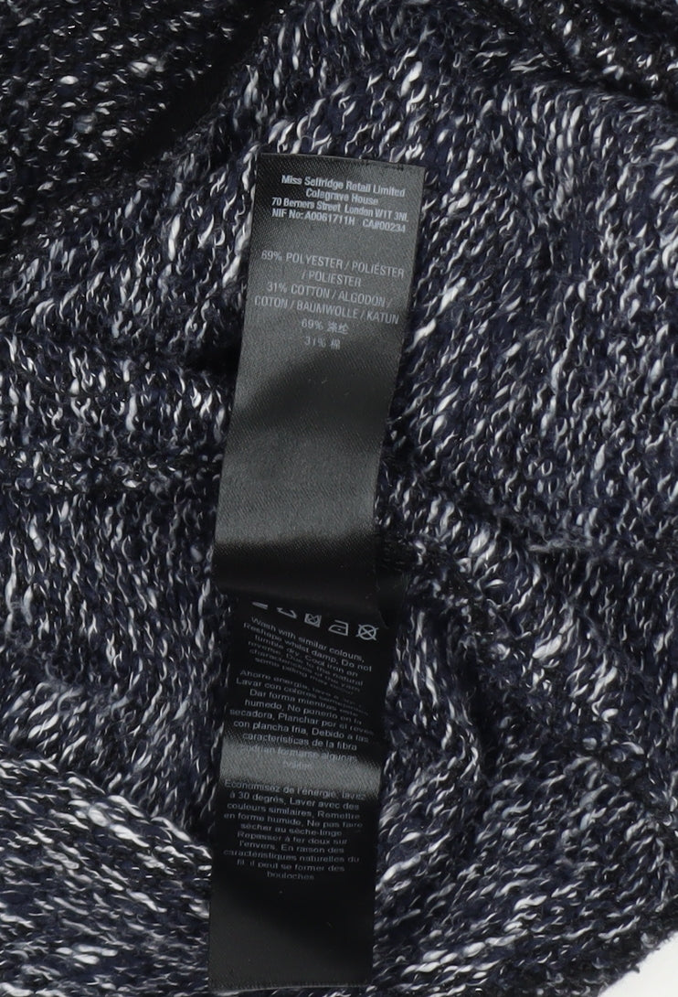 Miss Selfridge Women Black Tweed Biker Jacket UK 8 Cropped Zip Style