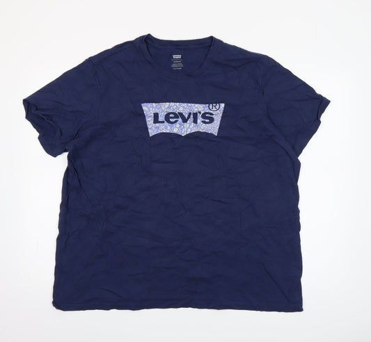 Levi's Women's Blue 2XL Basic Crew Neck Cotton T-Shirt