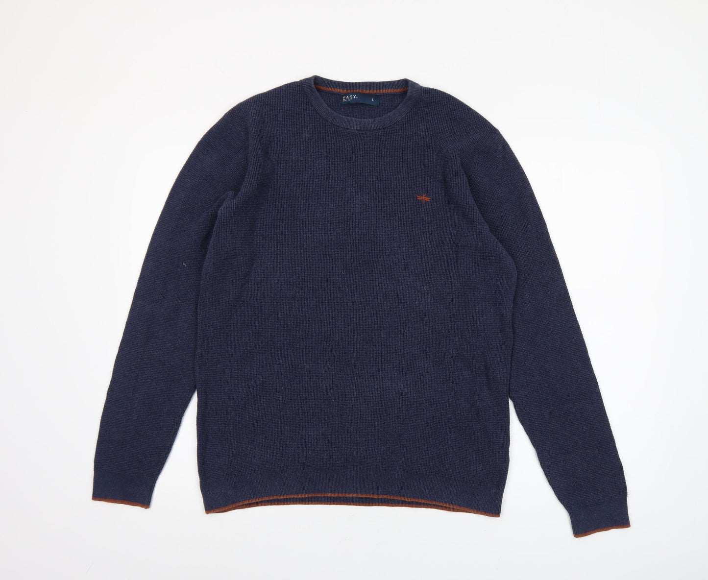 Easy Men’s Blue Cotton Blend Crew Neck Jumper Size L