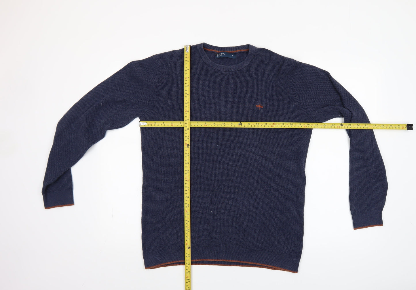 Easy Men’s Blue Cotton Blend Crew Neck Jumper Size L