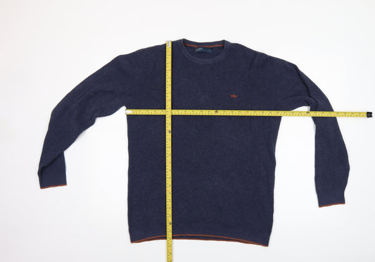 Easy Men’s Blue Cotton Blend Crew Neck Jumper Size L