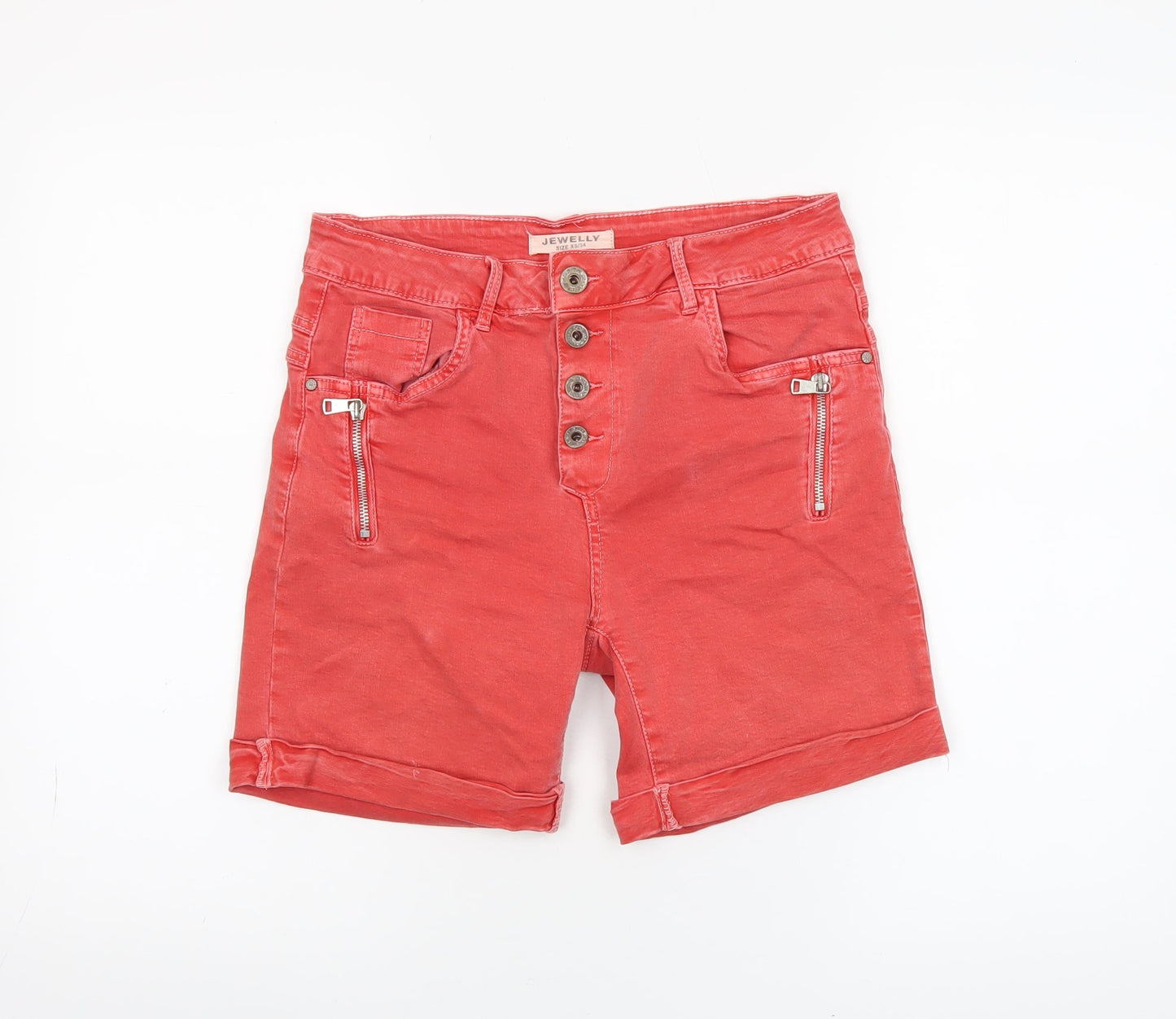 Jewelly Womens Red Chino Stretch Shorts Size XS