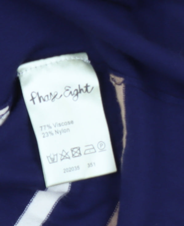 Phase Eight Women’s Blue Beige Striped Bodycon Knit Dress Size 10