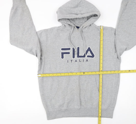 Fila Mens Grey Pullover Hoodie M Logo Fleece Sportswear