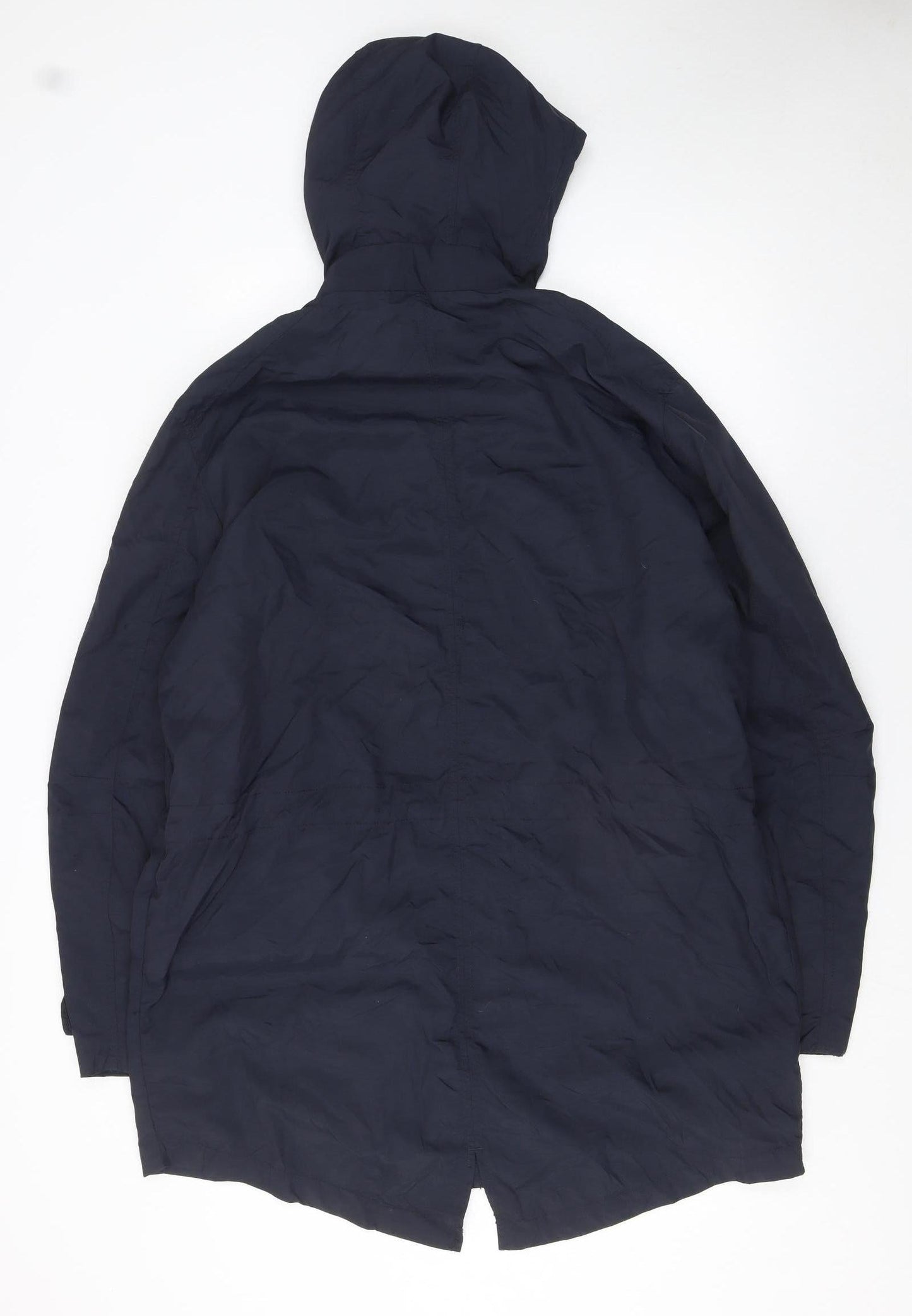 H&M Women Blue Long Hooded Parka Coat Size M