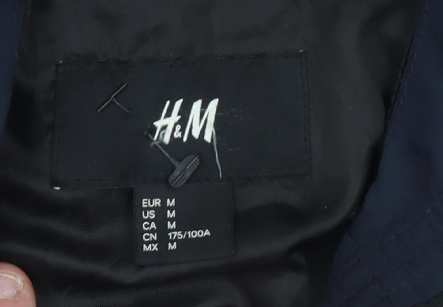 H&M Women Blue Long Hooded Parka Coat Size M