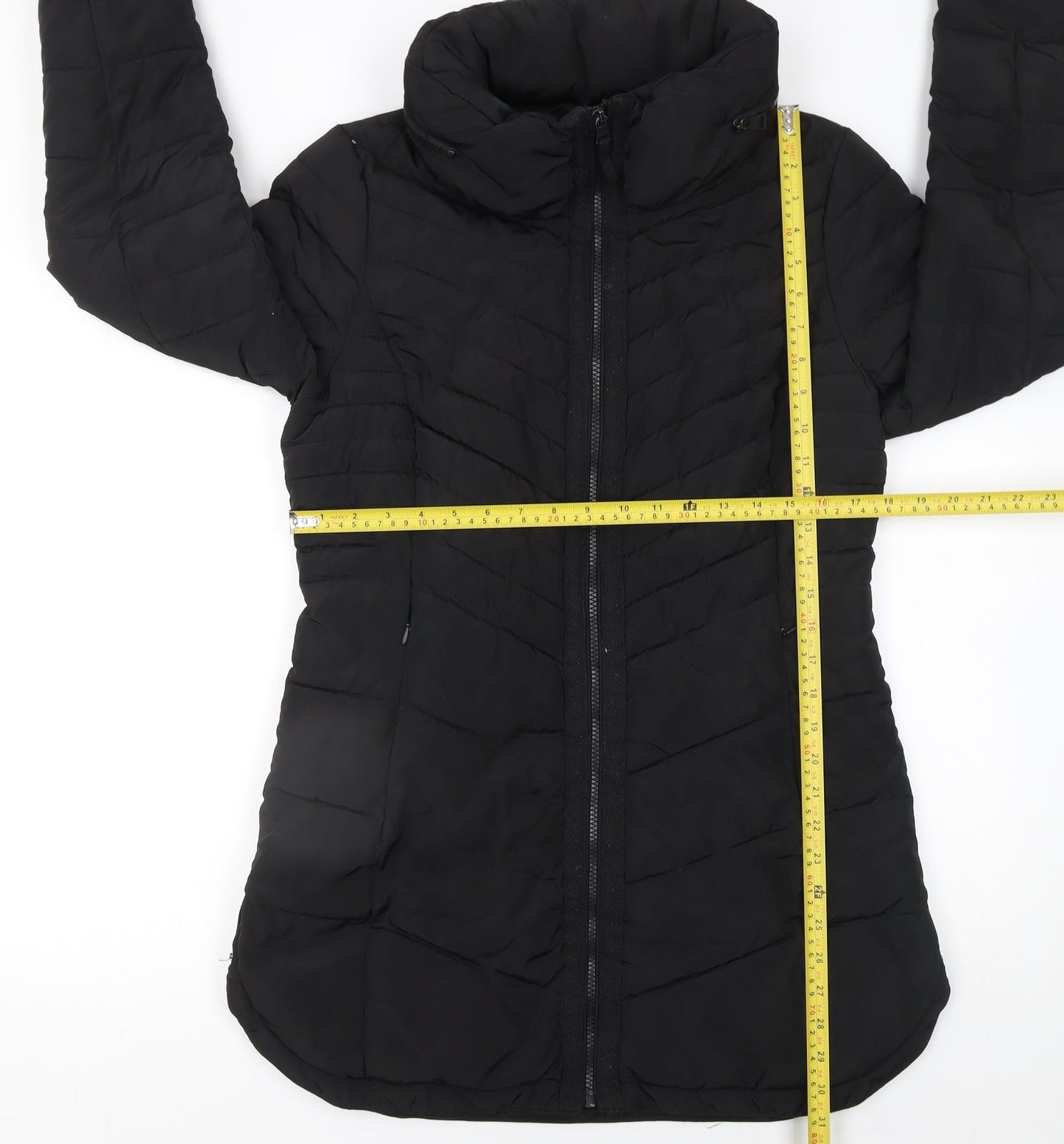 Next Womens Black Size 10 Puffer Jacket Mid Length Quilted Coat