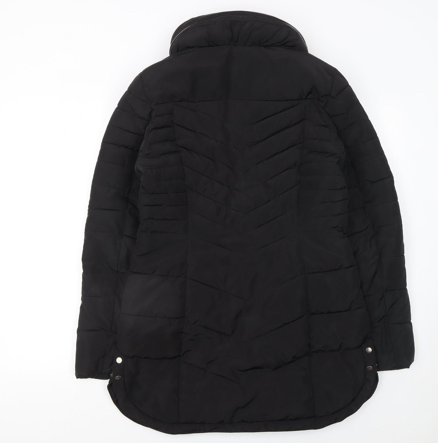 Next Womens Black Size 10 Puffer Jacket Mid Length Quilted Coat