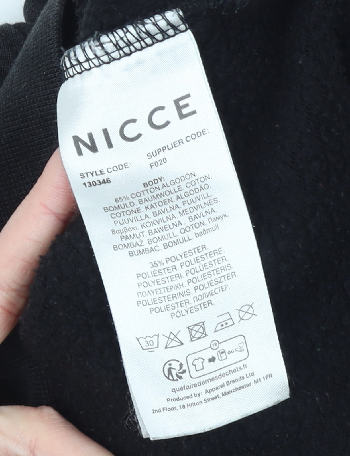Nicce Men's Black XS Pullover Hoodie Embroidered Logo