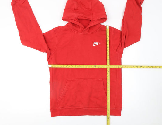 Nike Boys Red Pullover Fleece Hoodie XL 158–170cm Logo Sportswear